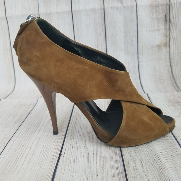 BARNEYS New York COOP Suede Peep Toe Shoes Sz 36.5 - Picture 3 of 8